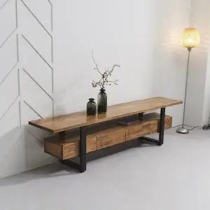 [인터데코]고급스러운 원목소재로 만든 거실 tv장 서랍형 210cm P0000BXC (착불)