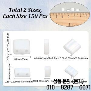 300개 2가지 스타일 2홀 불투명 유리 시드 비즈 AB 색상 직사각형 4.5~5.5x2~5.5x2~2.5mm 구멍: 0.5~0.8mm