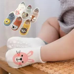 용수철 미끄럼 방지 양말 귀여운 동물 문자 인쇄 바닥 고무 밑창 남아 여아 겨울 신상
