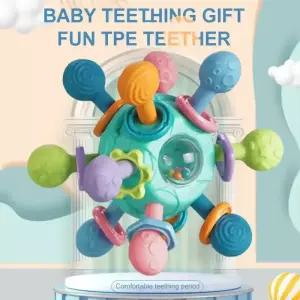 장난감 0 12 개월 회전 딸랑이 공 파악 활동 개발 실리콘 Teether 아기를위한 감각