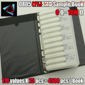 새로운 0805 SMD 저항기 샘플 책 1% 공차 170valuesx25pcs=4250pcs 키트 0R~10M
