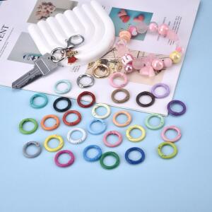 다양한 색상의 금속 클래스프 카라비너 스프링 체인 개폐식 쥬얼리 커넥터 DIY 클립 원형 열쇠고리 버클 강아지