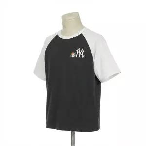 [MLB키즈]MLB 키즈 스트릿 바크&바니 배색 라글란 티셔츠 뉴욕양키스 CHARCOAL GRAY 7ATSB4163 50CGS