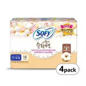 쏘피 바디피트 내몸에 순한면 생리대 대형 16P 4팩