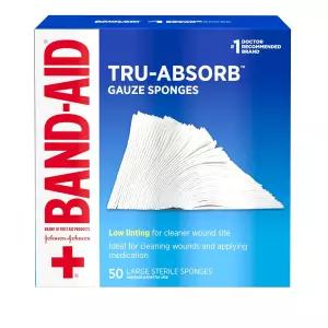 Band-AID 브랜드 응급처치 제품 경미한 상처 및 화상 보풀이 적은 디자인을 위한 진정 흡수 멸균 거즈