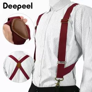 Deepeel 성인 남성용 서스펜더 조정 가능한 스트랩 탄성 브레이스 코스튬 멜빵 하네스 바지 2 클립 3.5cm