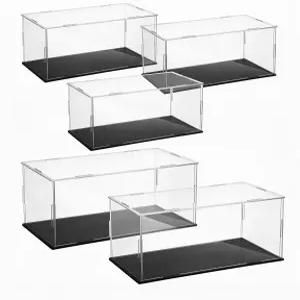 5 PCS 아크릴 디스플레이 케이스 1인용 플라스틱 베이스 모델 쇼케이스 및 보관 정리함이 있는 24개의