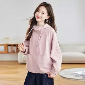 여성용 캐주얼 가을 야구 솔리드 점퍼 후드 슬림핏 코트 원픽3