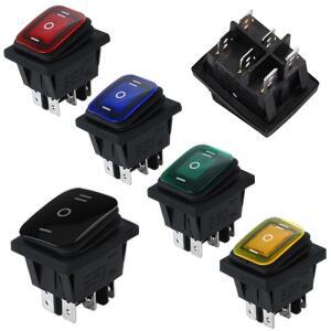 2Pcs 30m22mm KCD4 IP65 방수 스위치 12V 220V ON-OFF-ON 6Pin 로커 푸시 버튼 빛 16A 250VAC