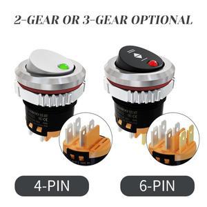 LANBOO 22MM 원형 로커 스위치 16A 고전류 실버 버튼 OR 검정색 사용 가능
