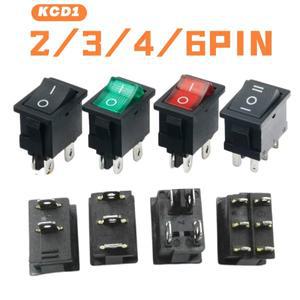 1050010000pcs KCD1 보트 자동차 로커 스위치 6A250V 10A125V AC 빨간색 녹색 조명 234Pin 21x15mm on off