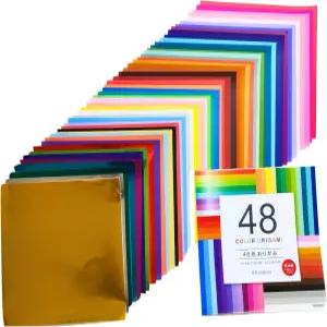 종이접기 종이 6x6인치 정사각형 48가지 색상 48매 산 금속 호일 단면 접이식 5cm