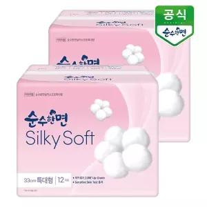 [깨끗한나라]순수한면 실키소프트 생리대 특대형 12P x 2팩