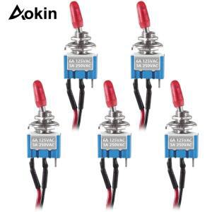 트럭 자동차용 프리 솔더링 와이어가  미니 소형 토글 스위치 ON OFF SPST 3A 250V 6A 5 개