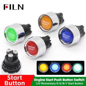 FILN 12V 순간 자동차 엔진 시동 점화 스위치 LED 금속 쉘 간편 설치 ON OFF 50A 3핀 SPST 해양 RV