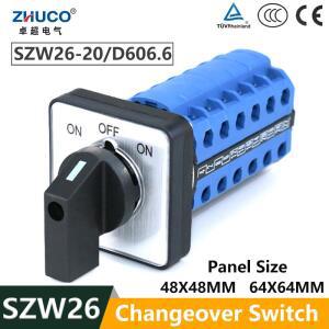 ZHUCO SZW26LW26-20 6NO6NC ON OFF 48x4864x64mm 패널 크기 20 Amp 손잡이 제어 회로 캠 전환 스위치 컨트