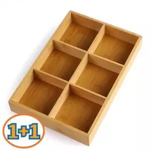 [하프클럽/]대나무 우드 칸막이 6칸 공간 수납함 정리함