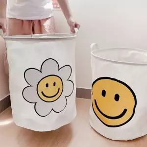 [하프클럽/]스마일 패턴 수납 바구니 옷 정리함 소품 보관함