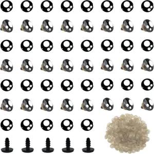 세탁기가 달린 TOAOB 320pcs 플라스틱 안전 눈 0mm 박제 동물 DIY 구루미 코바늘 뜨개질 곰 만들기용