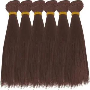 DIMETIC 6PCS 인형 가발 머리카락 8cm 플라스틱 스트레이트 위트 만들기 키트 연장 인조 DIY 공예 대체품