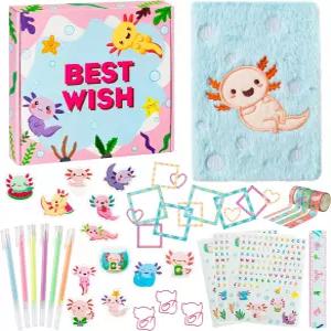 CY2SIDE 44PCS Axolotl DIY 저널 키트 세트 플러시 스크랩북 다이어리 문구 공예품으로 나만의 만들기 디어