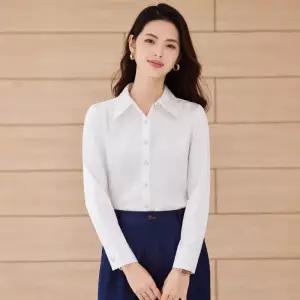 핑크 여사친 가을 오피스룩 전문 상의 여 직장 정장 셔츠 조추 새틴 면접 긴팔 원픽3
