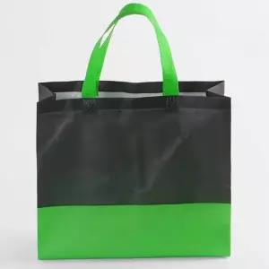 TBZ 튼튼한 투톤 부직포가방 블랙-그린 32x28cm 쇼핑백 다용도수납가방 선물쇼핑백