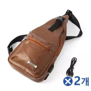 TBZ USB연결 메신저 슬링백 브라운x2개 여자크로스백 옆가방 어깨에메는가방 여행보조가방