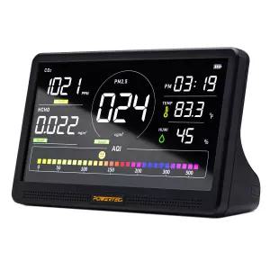 7인치 LCD 디스플레이가 장착된 POWERTEC AD00 공 모니터 멀티 센서 CO 2 PM25 HCHO TVOC 감지기 NDIR