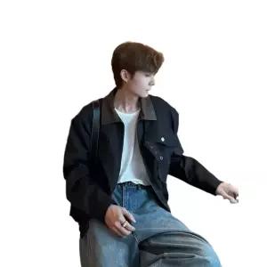 남친 봄 빈티지 캐주얼 자켓 터틀넥 배색 루즈핏 어깨 다운 코트 카고 점퍼 상의 원픽1