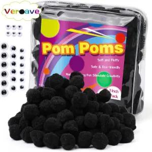 베로브 블랙 폼 공예용 50PCS 인치 퍼프 볼 예술 및 DIY 아트 장식용