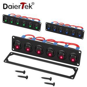 푸쉬락스위치 푸쉬온 DAIERTEK 스위치 패널 차량용 VDC ONOFF 해양 SPST 보트 12V UTV 20A 12 LED 트럭 로커