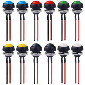 푸쉬락스위치 푸쉬온 5PCS 12MM 순간 사전 납땜 PBS33BGX 와이어 스위치 ON 12 미니 OFF 푸시 그린 구멍 라운드 방수 버튼