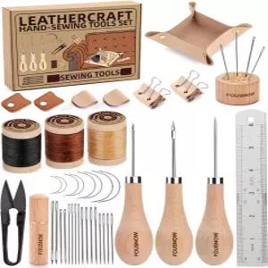 나우 실내 수리 키트 두꺼운 손잡이 재봉 송곳이 있는 가죽 실 바늘 및 DIY 공예 위한 튼튼한 도구