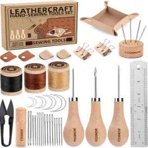 나우 실내 수리 키트 두꺼운 손잡이 재봉 송곳이 있는 가죽 실 바늘 및 DIY 공예 위한 튼튼한 도구