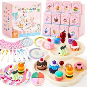 를 위한 셔틀 아트 에어 드라이 클레이 케이크 타임 조각 도구 및 튜얼이 된 52 PCS 모델링 키트 안전하고