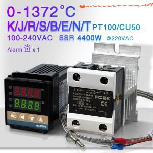 REX-C100 PID 온도 컨트롤러 디지털 출력 40A SSR K 타입 열전대 220V