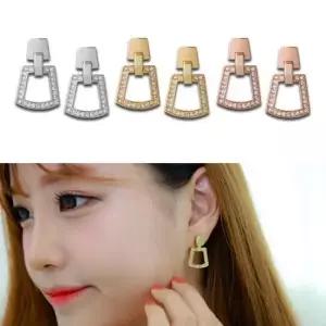 로즈골드귀걸이 볼드 큐빅 스퀘어 드롭 패션 귀걸이 14Kgp
