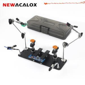 NEWACALOX 자석형 헬핑 핸즈 납땜용 세 번째 손 6/8개의 유연한 악어 클립/공구함 조절 가능 PCB 홀더 전자