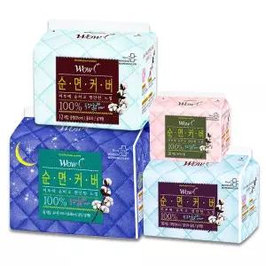 [동성제약] 와우 순면 생리대 6팩+1팩더 / 중형 대형 오버나이트 팬티라이너