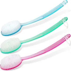 칫솔모가 있는 데코랙 랜덤 컬러 팩 목욕 브러시 등 몸 발 각질 제거를 위한 긴 손잡이 및 샤워 스크러버