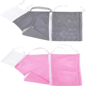 엄투르 2Pcs 고양이 목욕 가방 샤워 세탁 제한 그루밍 조절 가능한 그레이 핑크