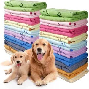 세노나포 개 건조용 수건 부피 20 x 40인치 빠른 건조 애완동물 목욕 타월 컬러풀한 그루밍 흡수성 파이버