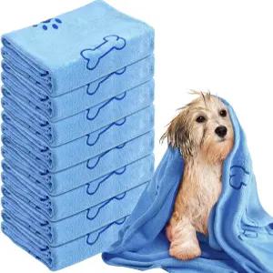 Peryiter 8개 강아지 타월 애완동물 목욕 건조 55 x 28인치 대형 흡수성 극세사 빠른 부드러운 해변 가벼운