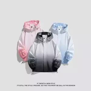 남성용 캐주얼 야상사파리 봄가을 후드 점퍼 그라데이션 야상 방수 바람막이 커플 코트 DUCHI3