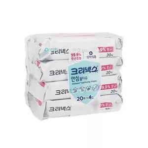 크리넥스 안심 손소독 물티슈 99.9 항균 캡형 60매 x 4팩 항균99.9 손소독