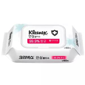크리넥스 안심물티슈 99.9 항균 캡60매 x16팩 배송