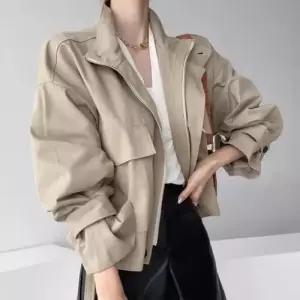 가을 빈티지 여성 야구 빅긴팔 멋스러운 코트 지퍼 하이넥 점퍼 쇼트 DUCHI3