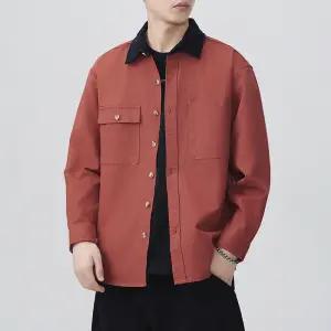 남사친 빈티지 캐주얼 캐주얼룩 솔리드 셔츠 봄가을 긴팔 순면 러시 MODU3