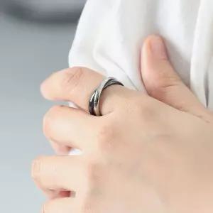 [라울스톤] 써지컬 스틸 실버 블랙 더블 크로스 투 링 반지
